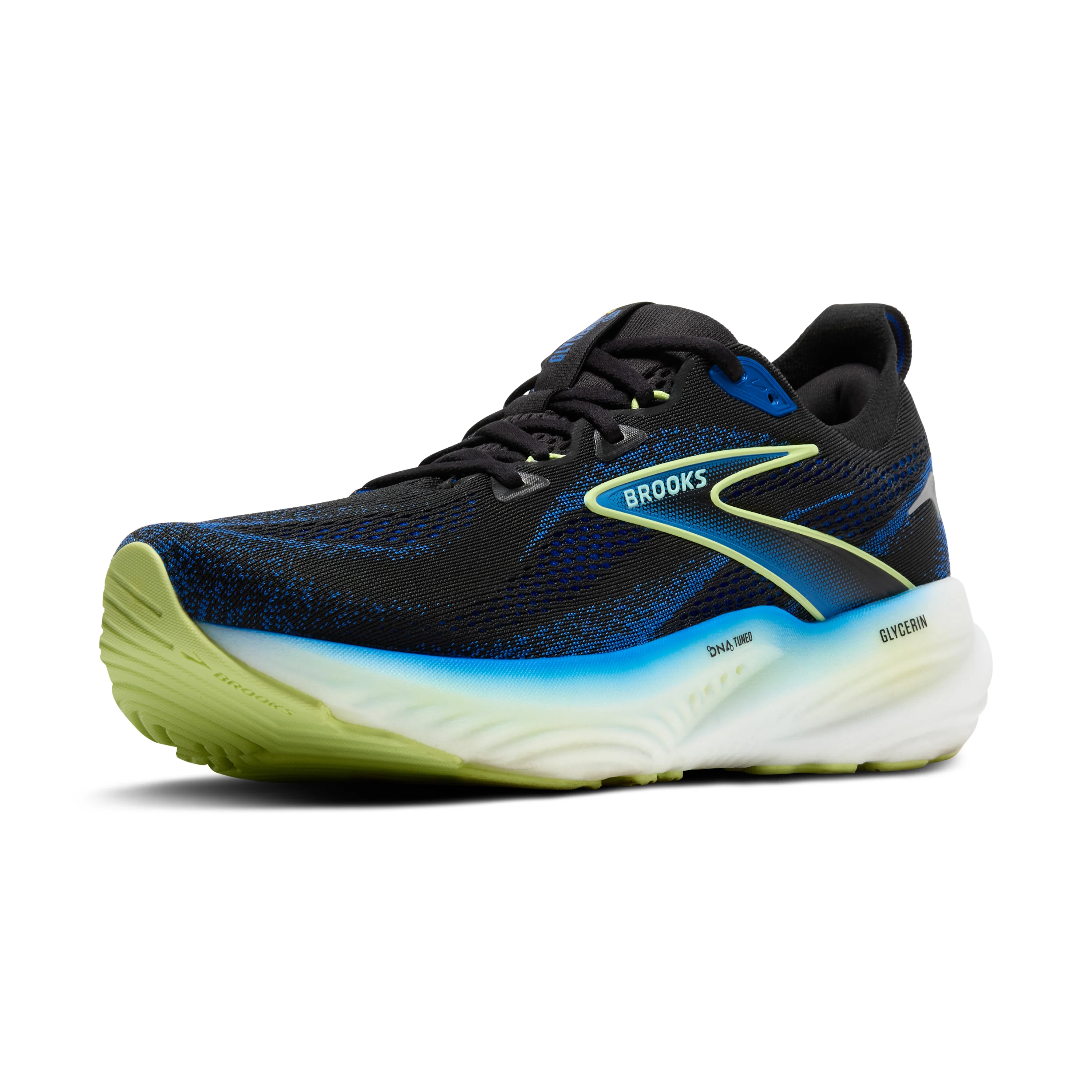 Brooks Mens Glycerin 22 Wide - 2E Width - Black/Cobalt/Neo Yellow - Neutral - SS25 - Image 7