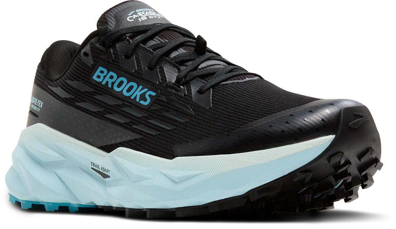 Brooks Womens Cascadia 19 GTX - Black/Ebony/Blue Flower - Trail - AW25 - Image 3