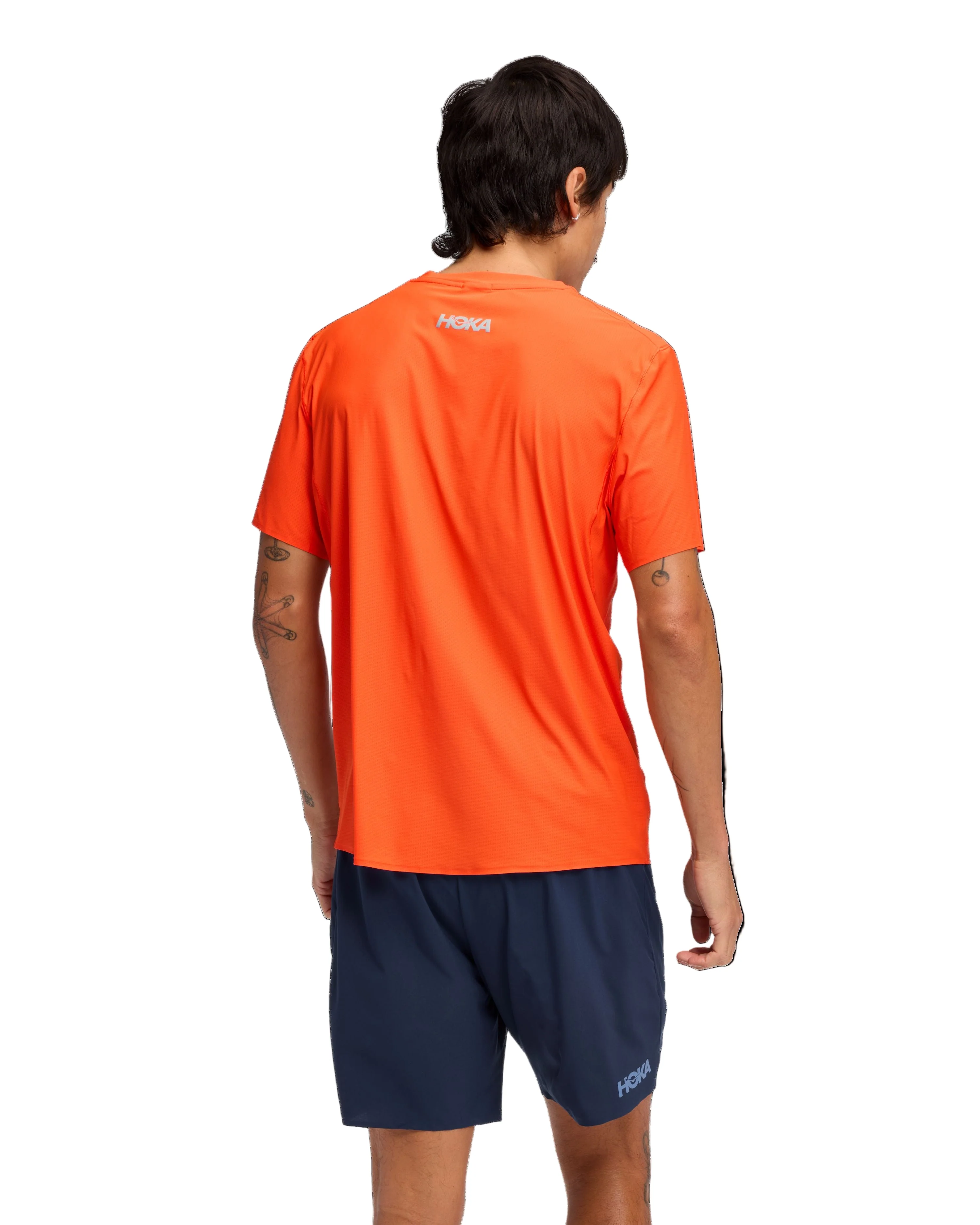 Hoka Mens Airolite Run Short Sleeve 2.0 - Lava - Image 3